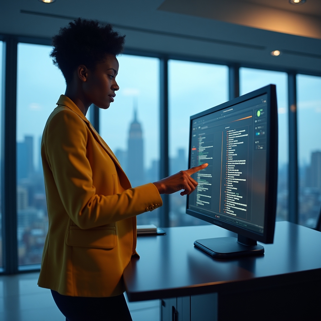 Schermo con guida operativa aperta, checklist visibile, ambiente di lavoro contemporaneo